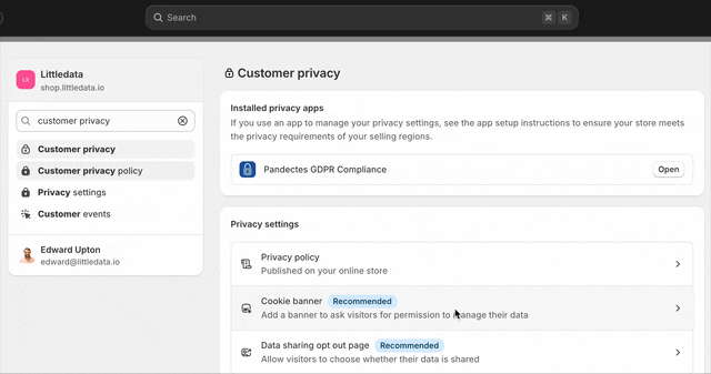 Customer privacy settings