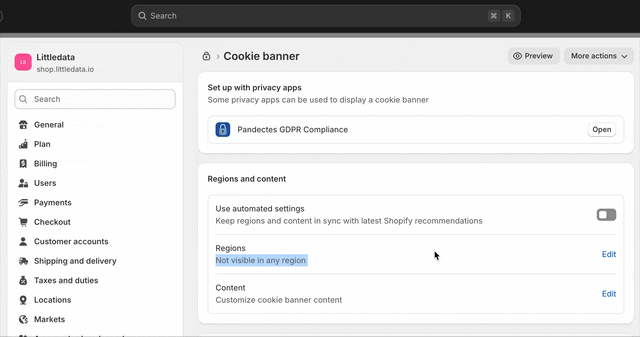 Adding back Regions to privacy settings