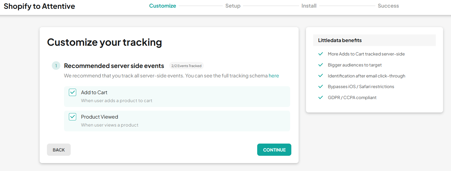 customize attentive events