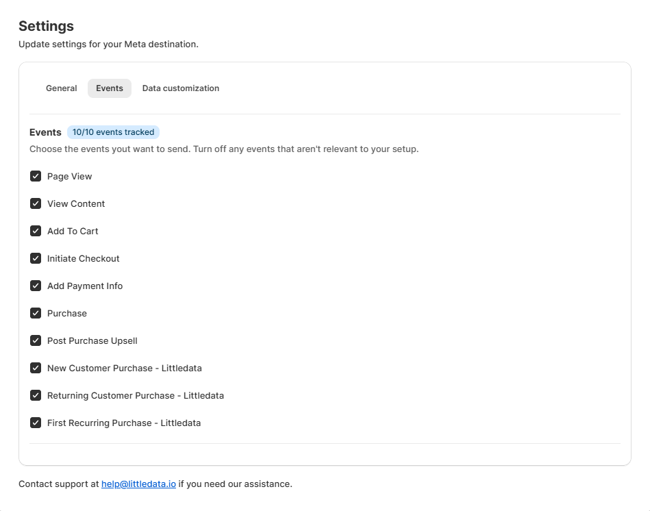 meta new customer event on first install