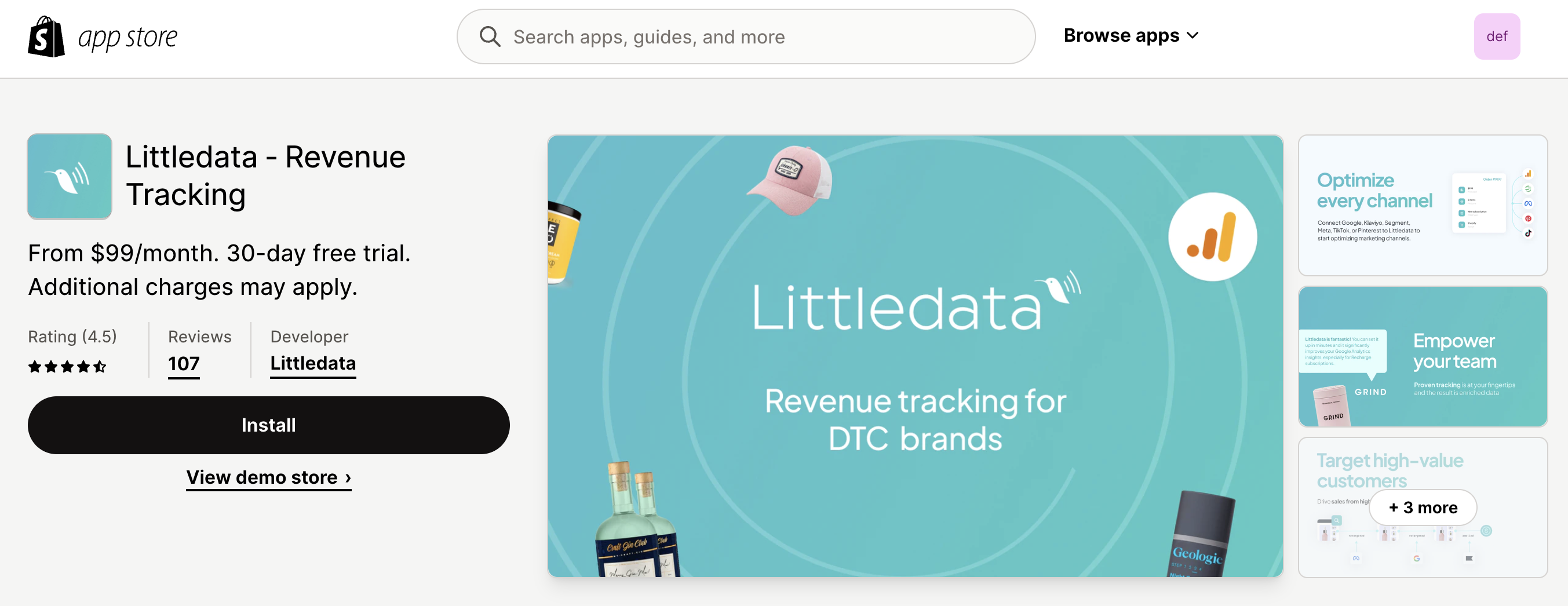 install Littledata's Shopify app