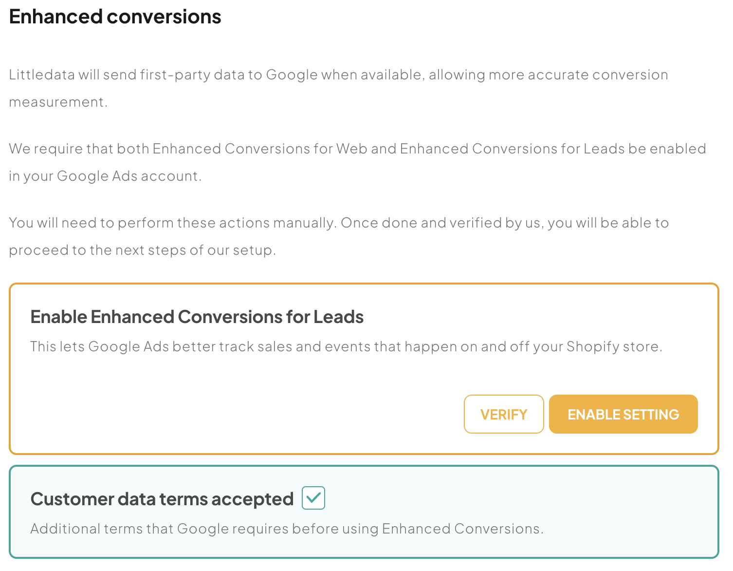 Google Ads setup step