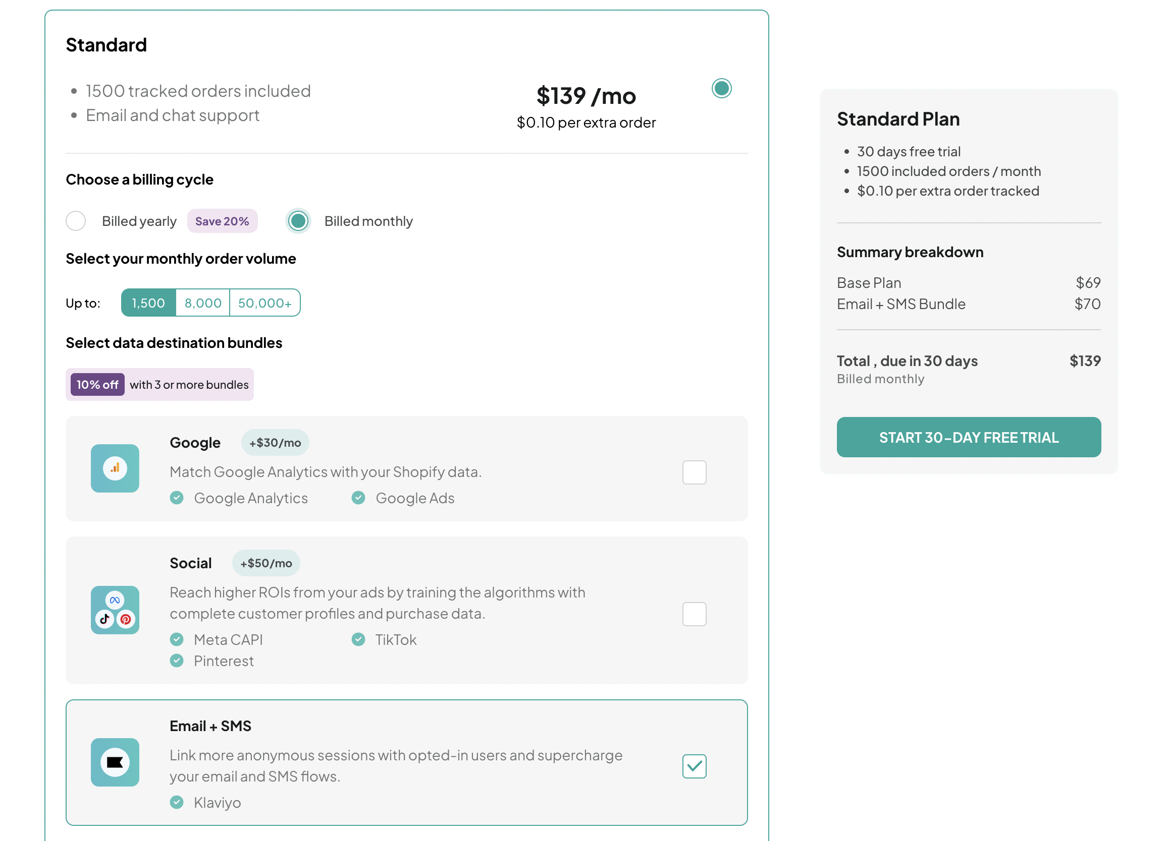 Choose your plan and connections