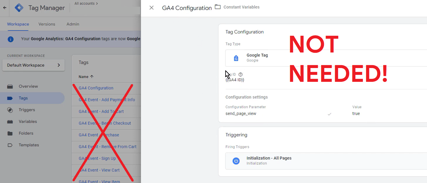 pause ga4 configuration tag in gtm