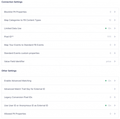 segment fb pixel settings